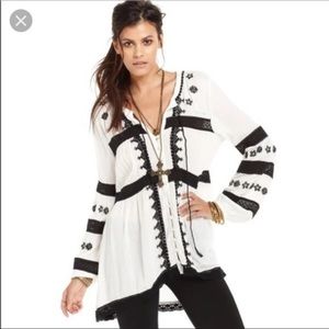 FP embroidered boho peasant top